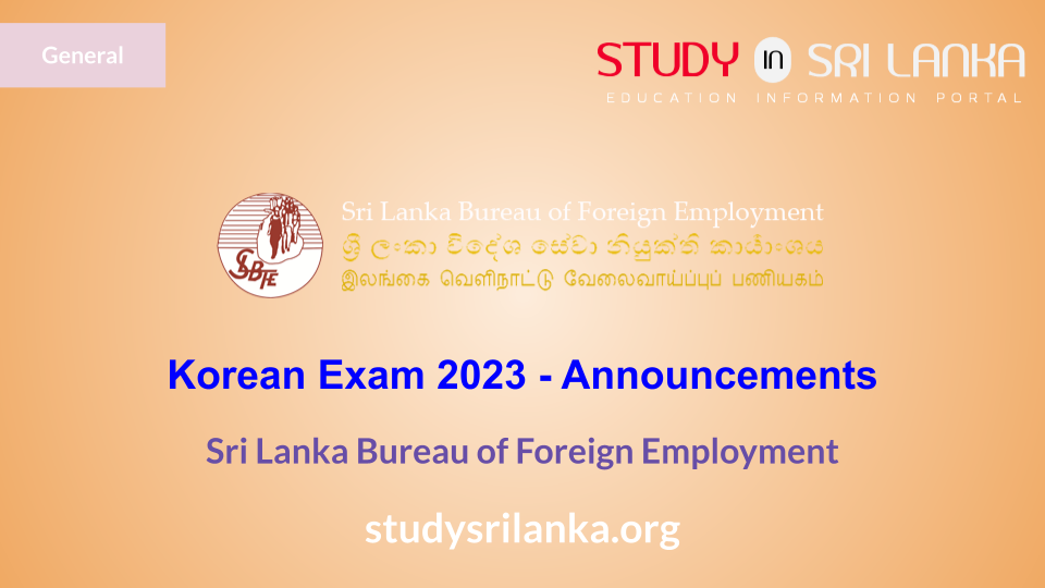 Korean Exam 2023 - Latest Announcements - SLBFE