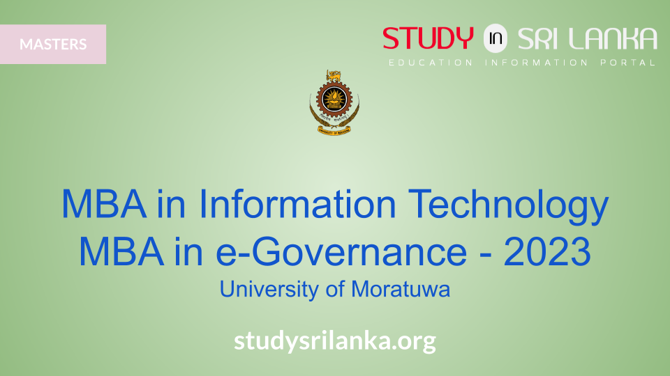 MBA in Information Technology & e-Governance - UoM - 2023